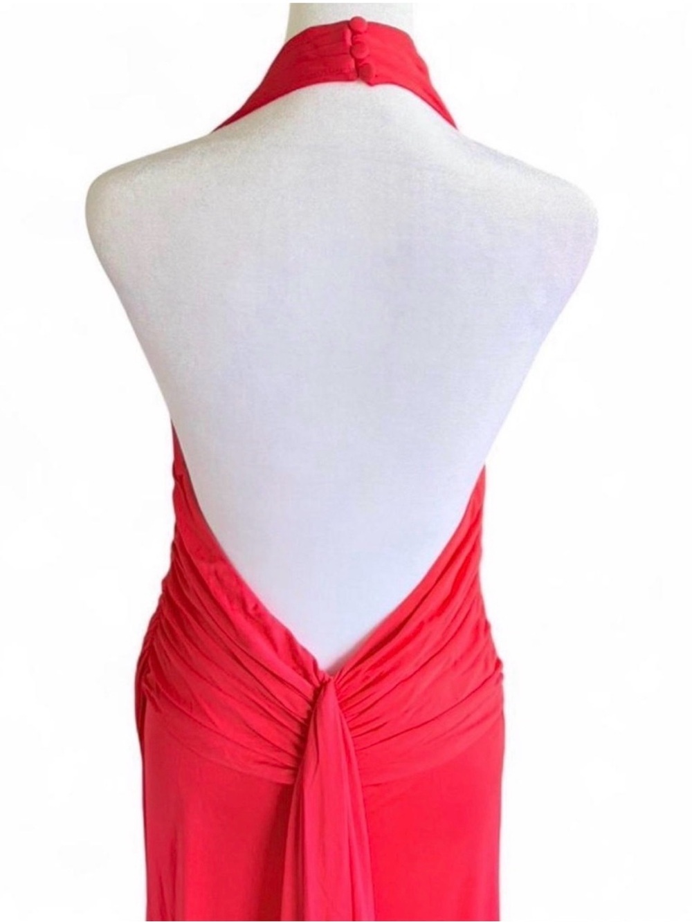 STAUD Red One-Shoulder Halter Gown with Thigh Slit - Picture 5 of 8